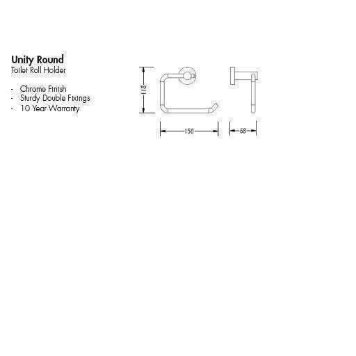 Aspire Unity Round Toilet Roll Holder Chrome **23011** - Burdens Plumbing