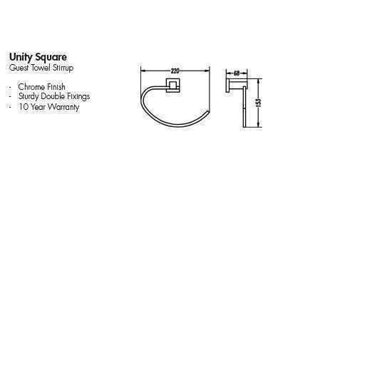 Aspire Unity **Square** Guest Towel Holder Chrome **24004** - Burdens Plumbing