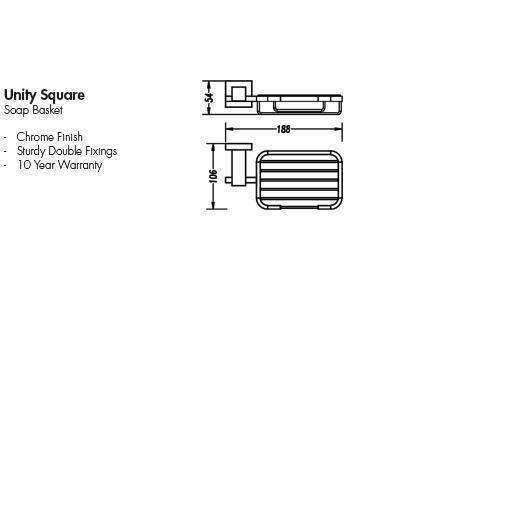 Aspire Unity **Square** Soap Basket Chrome **24009** - Burdens Plumbing