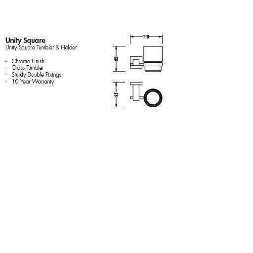 Aspire Unity **Square** Tumbler And Holder Chrome **24006** - Burdens Plumbing