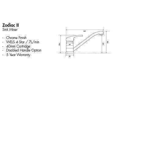 Aspire Zodiac II - Chrome Sink Mixer **Mt1000** - Burdens Plumbing