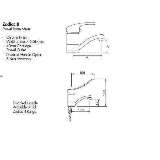 Aspire Zodiac II - Chrome Swivel Basin Mixer - Burdens Plumbing