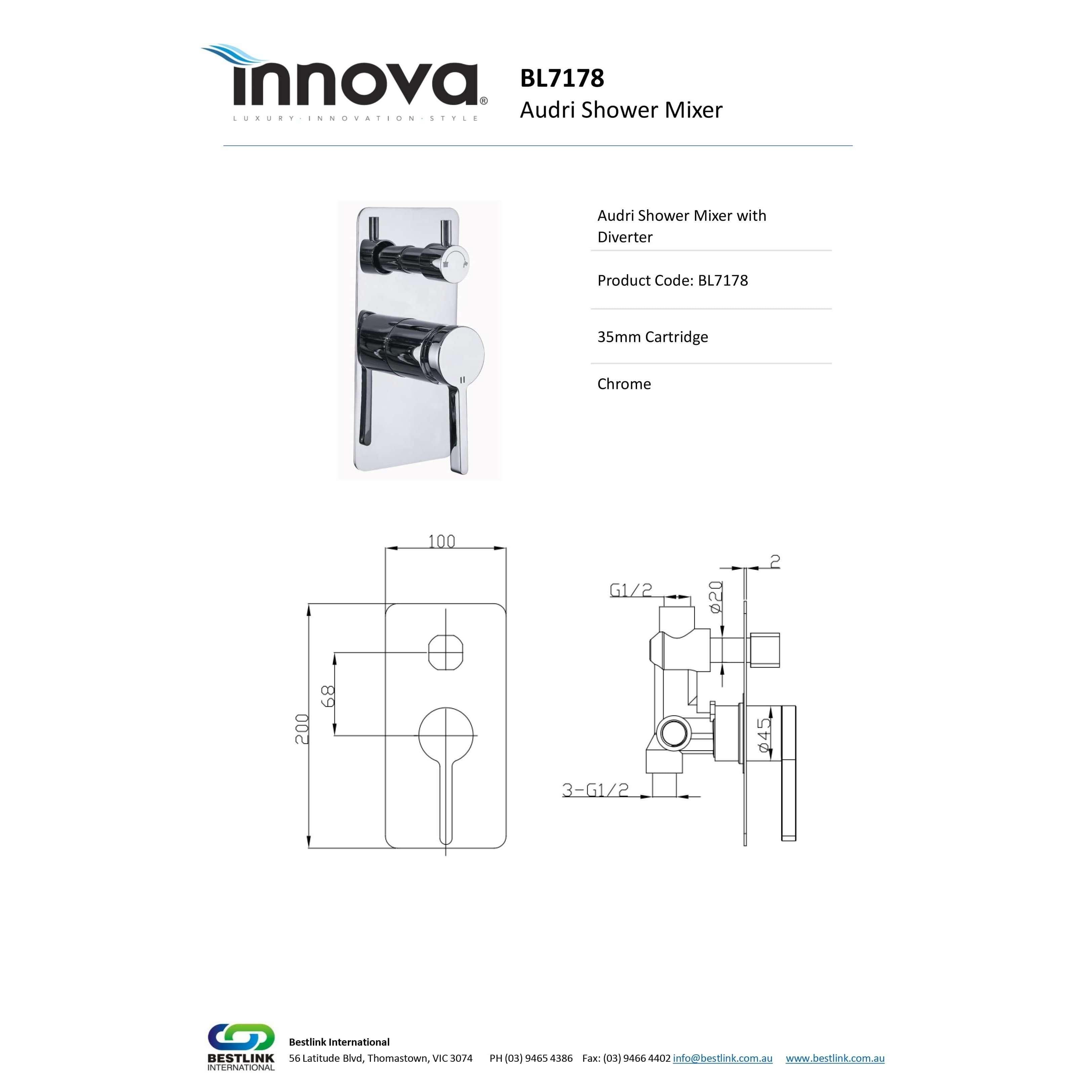 Audri Shower Diverter Mixer - Burdens Plumbing