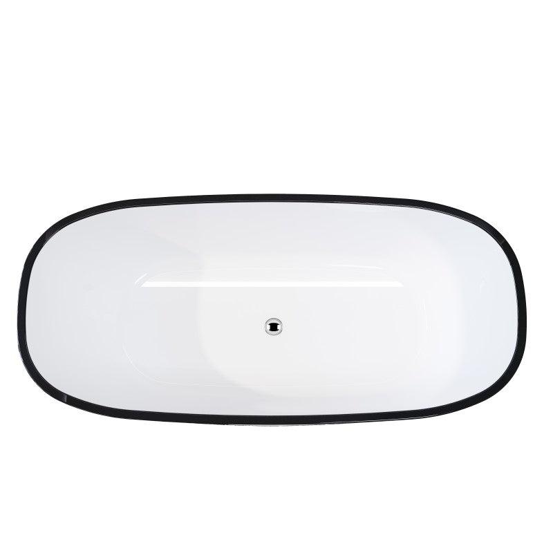 Bel Bagno Sapphire Bath 1650mm X 720mm X 580mm Black Exterior White Interior - Burdens Plumbing