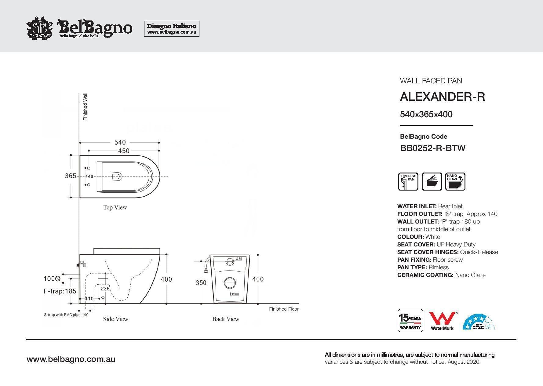 Belbagno Alexander-R Floor Standing Pan - Burdens Plumbing
