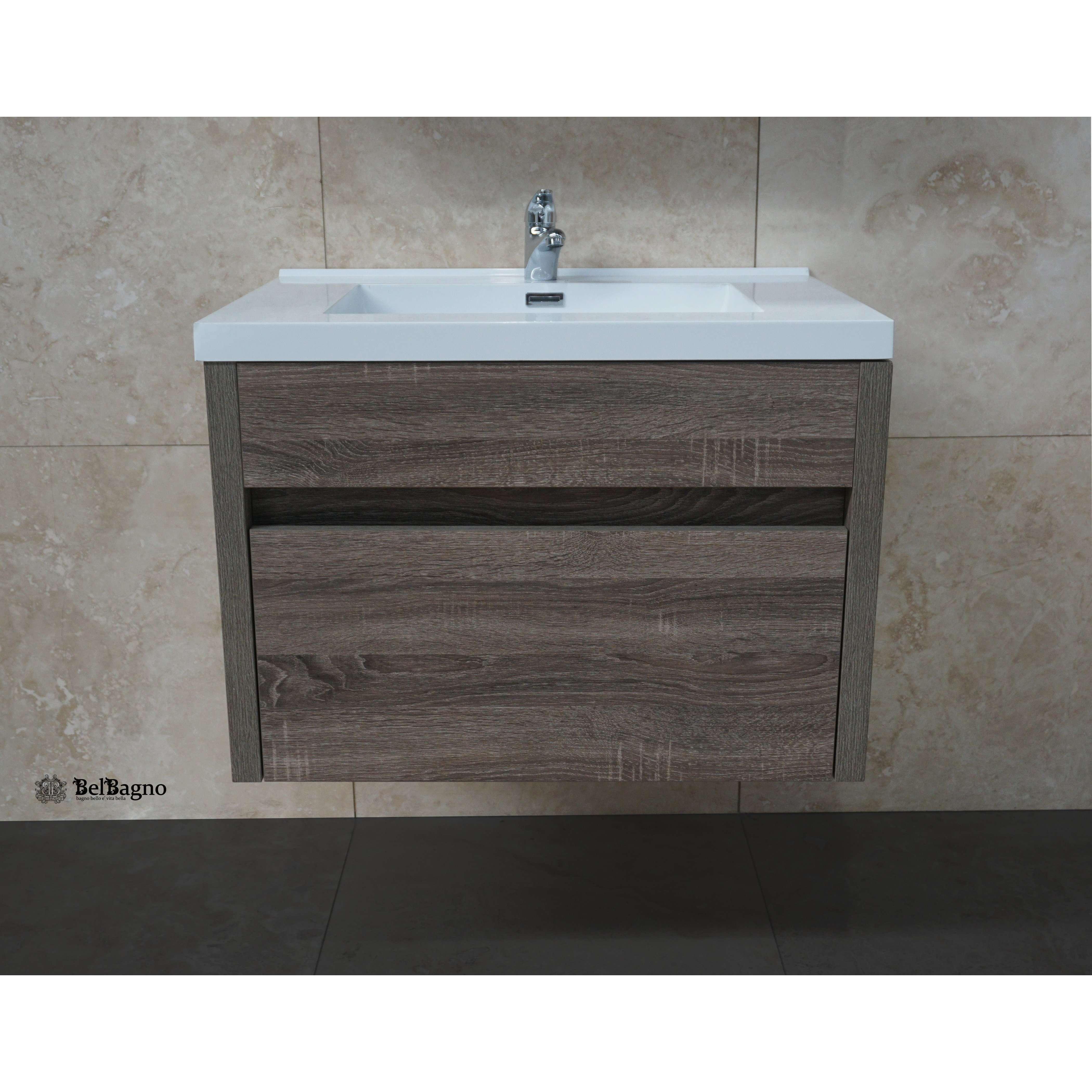 Belbagno Alexandra 760mm Wall Hung Vanity Silver Oak - Burdens Plumbing