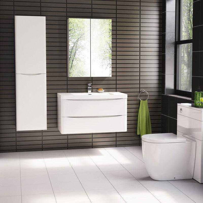 Belbagno Ancona 600mm Wall Hung Vanity Gloss White 900 X 480 X 450 - Burdens Plumbing