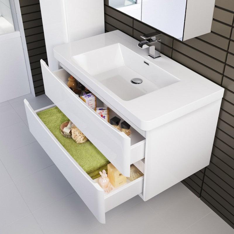 Belbagno Ancona 600mm Wall Hung Vanity Gloss White 900 X 480 X 450 - Burdens Plumbing