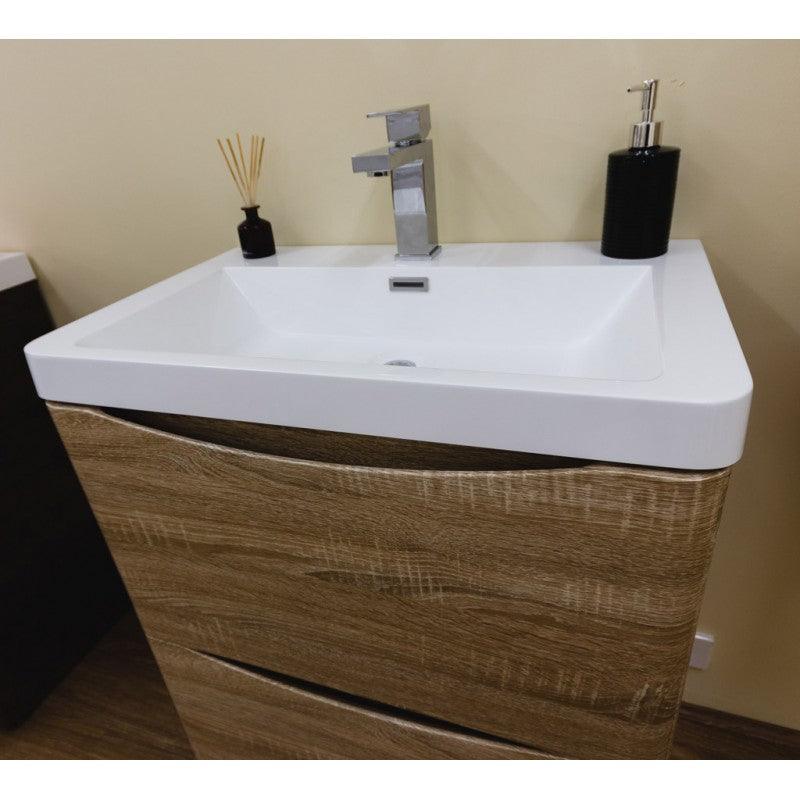 Belbagno Ancona 600mm Wall Hung Vanity White Oak 600 X 420 X 450 - Burdens Plumbing