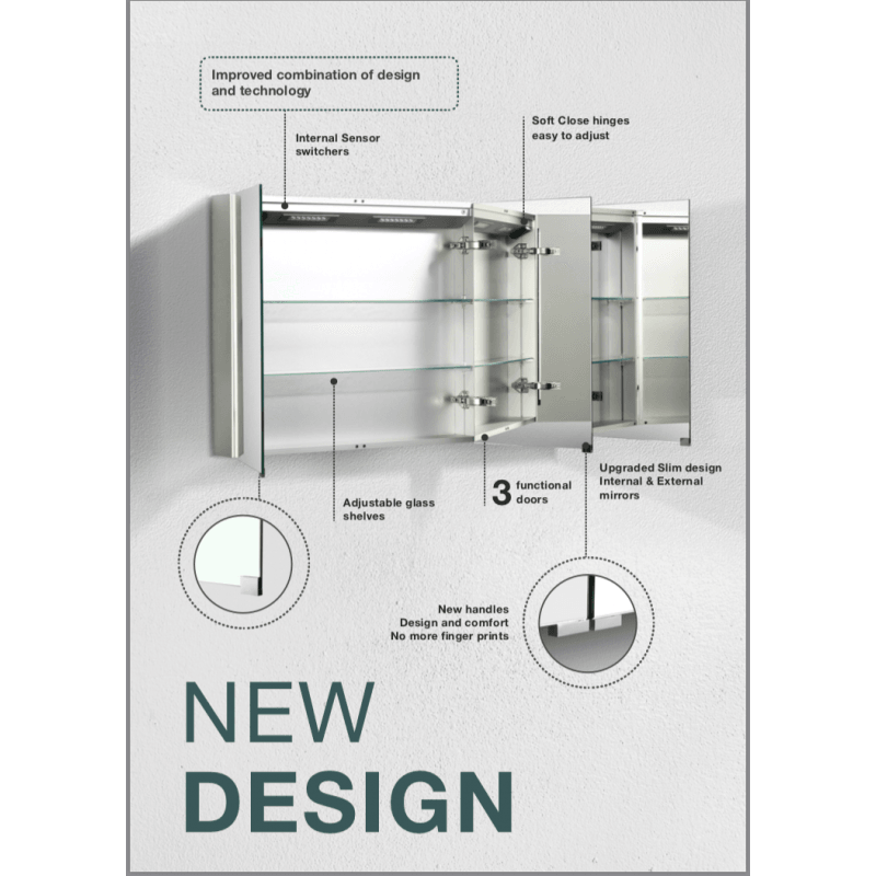 Belbagno Led Mirror Shaving Cabinet 1200mm Spc-3-1200-II - Burdens Plumbing