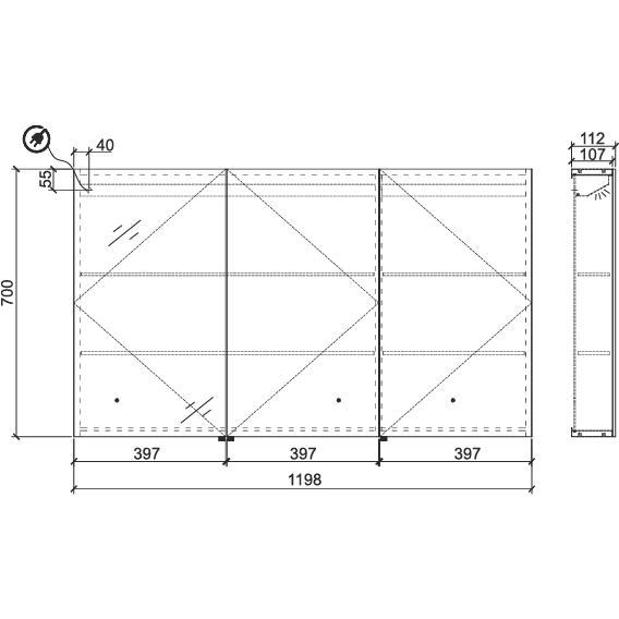 Belbagno Led Mirror Shaving Cabinet 1200mm Spc-3-1200-II - Burdens Plumbing