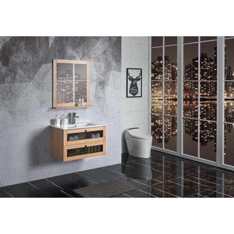 Belbagno Manhattan Wall Hung Vanity White Oak 800mm - Burdens Plumbing