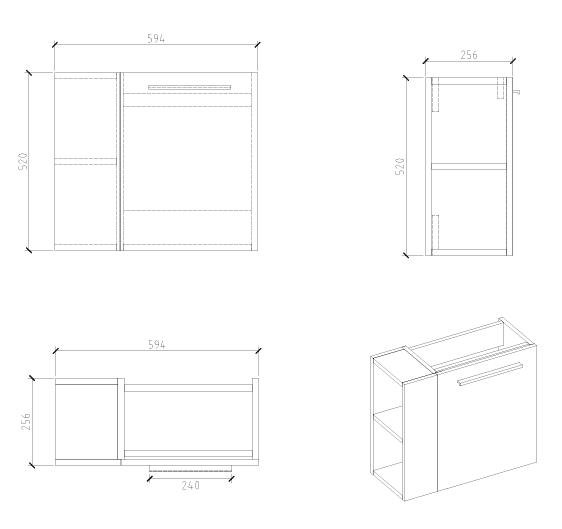 Belbagno Maria Wall Hung Vanity 600X256X520mm - Burdens Plumbing