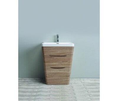 Belbagno Piramid 650mm Floor Standing Vanity White Oak 650 X 520 X 800 - Burdens Plumbing