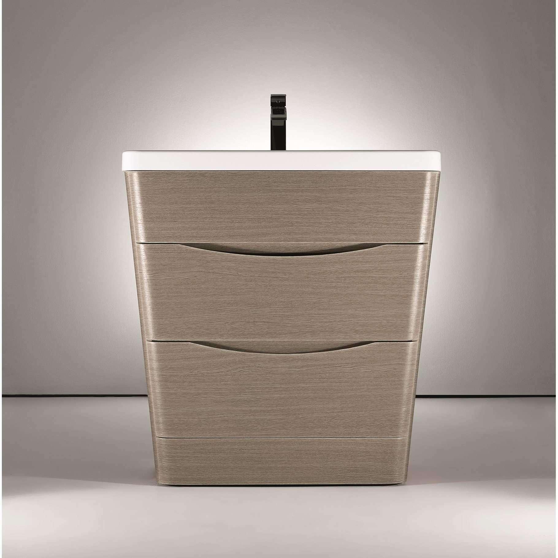 Belbagno Piramid 800mm Floor Standing Vanity White Oak 800 X 520 - Burdens Plumbing