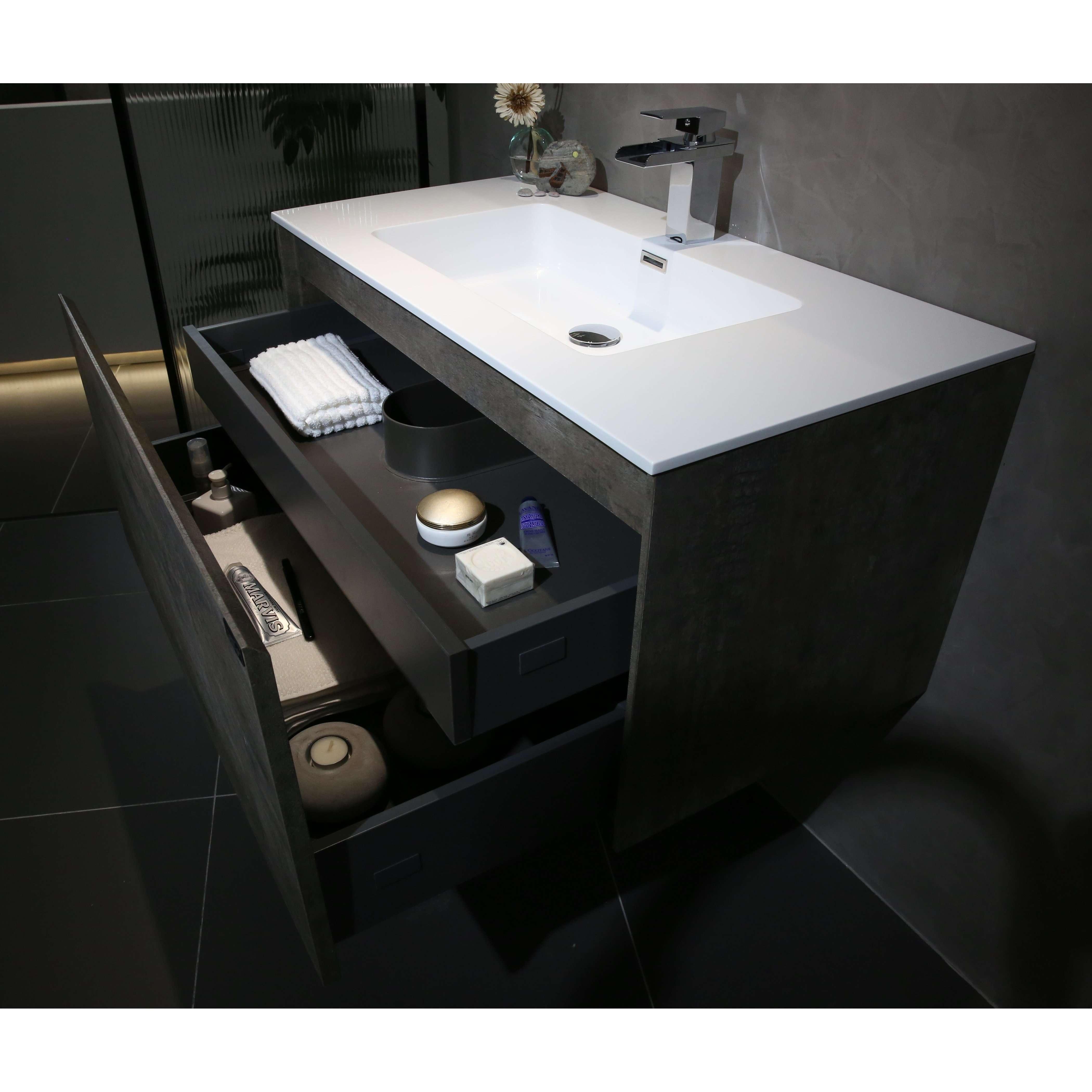 Belbagno Prado 900mm Wall Hung Vanity Maple Oak 900 X 480 X 450 - Burdens Plumbing