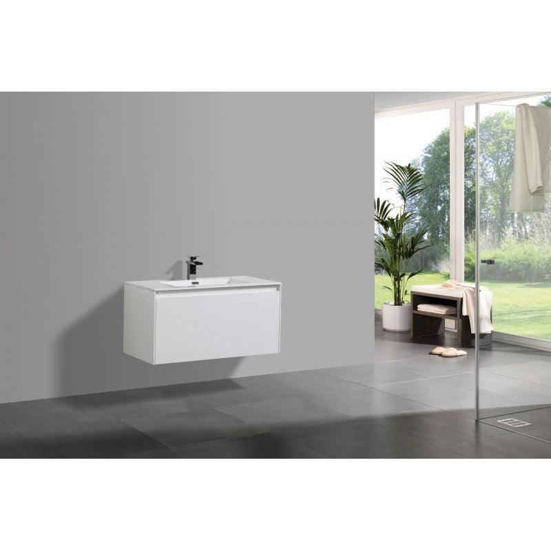 Belbagno Prado Gloss White 750mm Wall Hung Vanity 750 X 480 X 450 - Burdens Plumbing