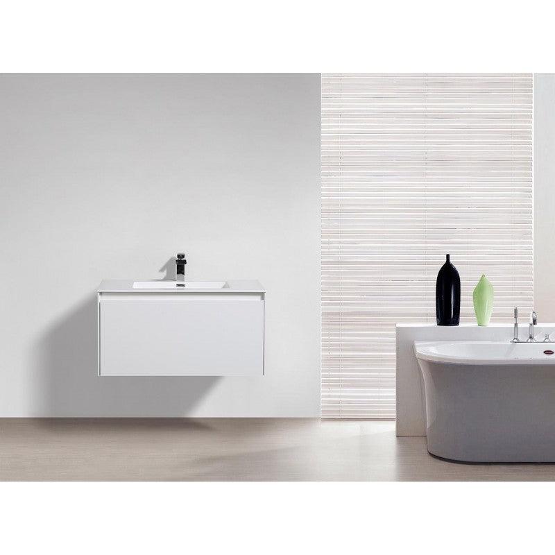 Belbagno Prado Gloss White 750mm Wall Hung Vanity 750 X 480 X 450 - Burdens Plumbing