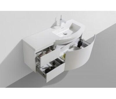 Belbagno Prospero Left 1200mm Wall Hung Vanity Gloss White 1205X480X480 - Burdens Plumbing