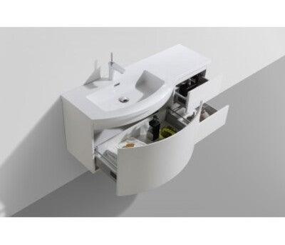 Belbagno Prospero Right 1200mm Wall Hung Vanity Gloss White 1205X480X480 - Burdens Plumbing