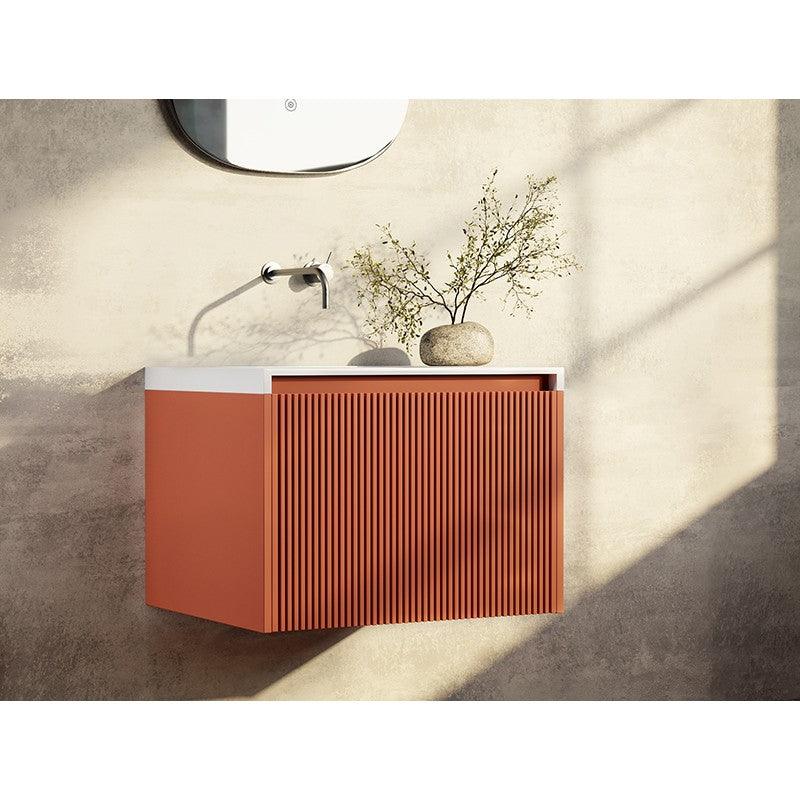 Belbagno Rimini 600mm Wall Hung Vanity Includes Basin Potters Clay - Burdens Plumbing