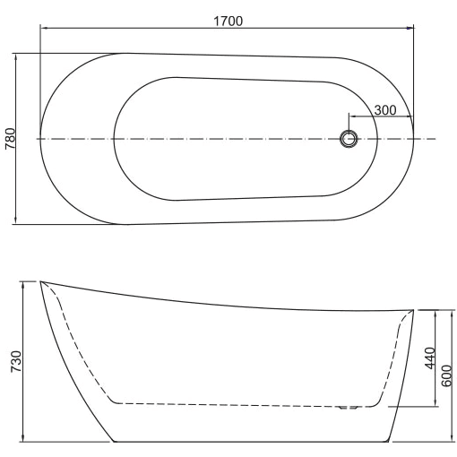 Belbagno Romano 1700 X 780 X 710 F/Standing Bath Gloss White Bb15 - Burdens Plumbing