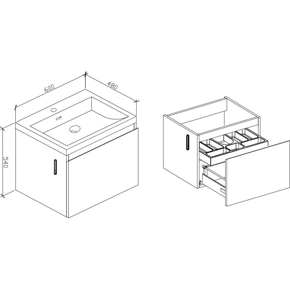 Belbagno Roxanne 600mm Wall Hung Vanity White Oak P/Marble Top - Burdens Plumbing