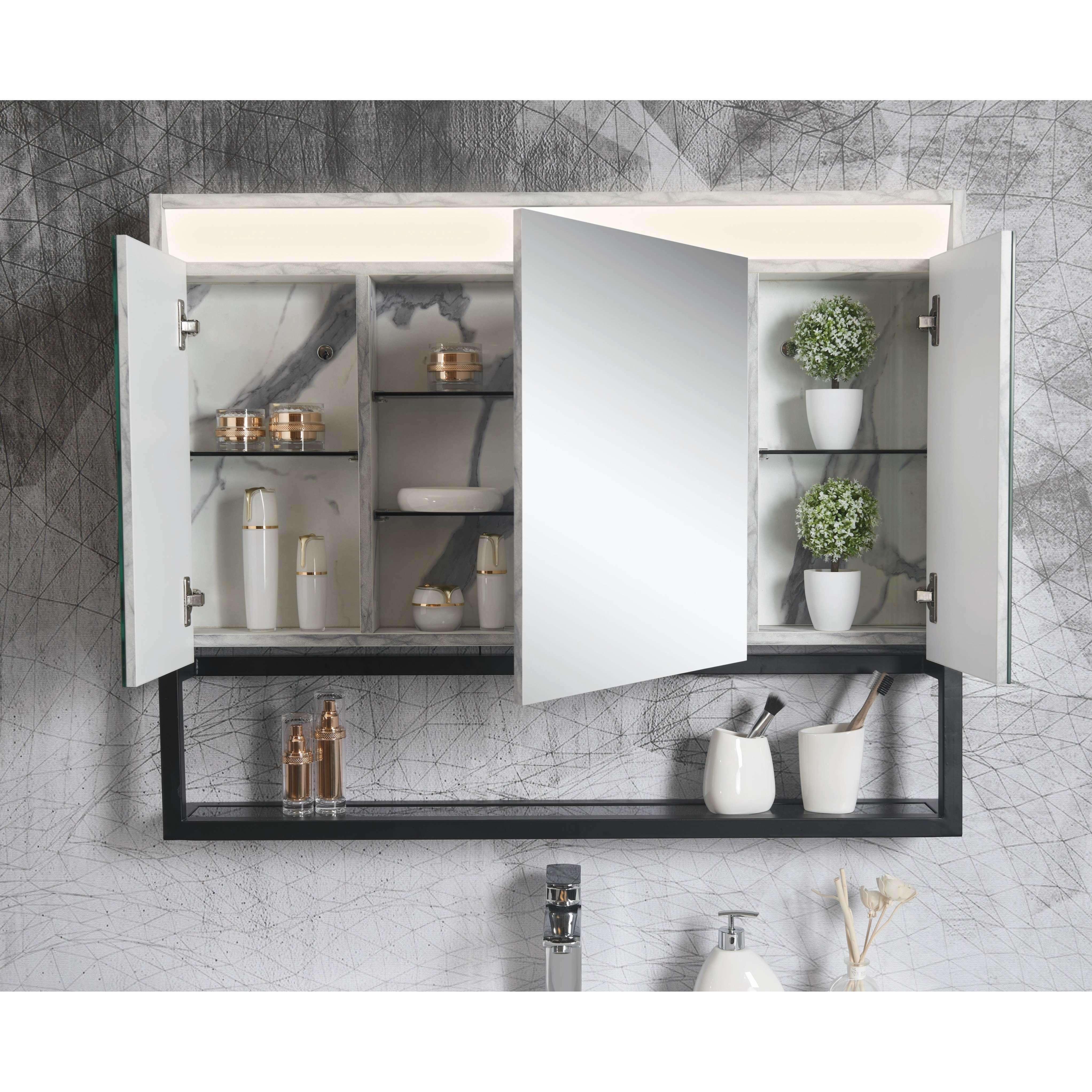 Belbagno Zero 1000mm Mirror Cabinet Metal Frame 1000 X 126 X 701 - Burdens Plumbing