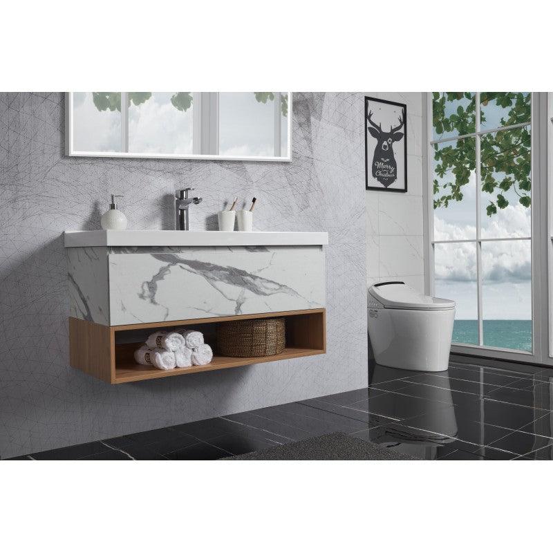 Belbagno Zero 1000mm Wall Hung Vanity Callacatta White Oak Zer-10 - Burdens Plumbing