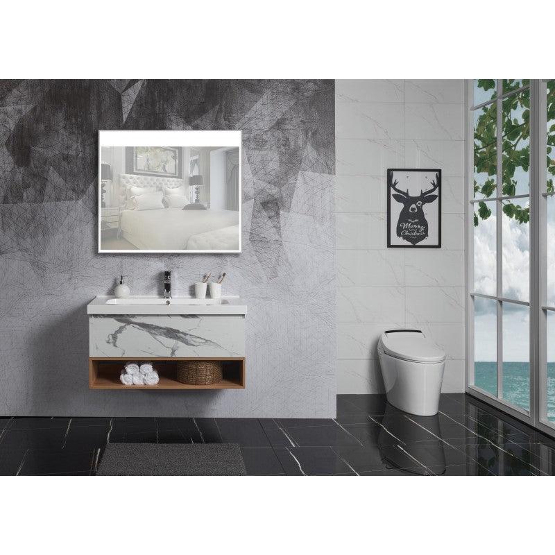 Belbagno Zero 1000mm Wall Hung Vanity Callacatta White Oak Zer-10 - Burdens Plumbing