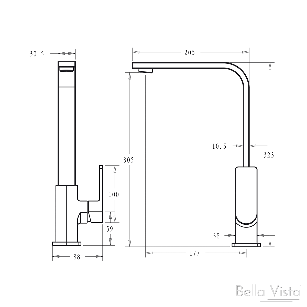 Bella Vista Ikon Flores Goose Neck Sink Mixer Chrome - Burdens Plumbing