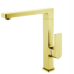 Bella Vista Ikon Flores Square Neck Sink Mixer Brushed Gold - Burdens Plumbing