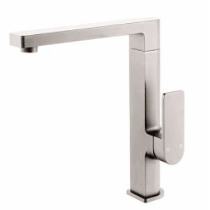 Bella Vista Ikon Flores Square Neck Sink Mixer Brushed Nickel - Burdens Plumbing