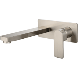 Bella Vista Ikon Flores Wall Basin Mixer Brushed Nickel - Burdens Plumbing
