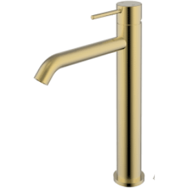 Bella Vista Ikon Hali Highrise Basin Mixer Brushed Gold - Burdens Plumbing