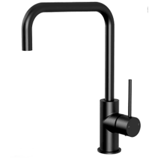 Bella Vista Ikon Hali Square Neck Sink Mixer In Matt Black - Burdens Plumbing