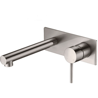 Bella Vista Ikon Hali Wall Basin Mixer Brushed Nickel - Burdens Plumbing