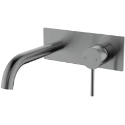 Bella Vista Ikon Hali Wall Basin Mixer With Curved Spout Gun Metal - Burdens Plumbing