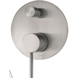 Bella Vista Ikon Hali Wall Mixer With Diverter Brushed Nickel - Burdens Plumbing