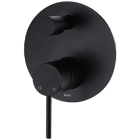 Bella Vista Ikon Hali Wall Mixer With Diverter Matt Black - Burdens Plumbing