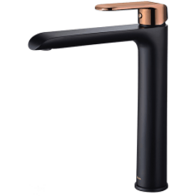 Bella Vista Ikon Kara Highrise Basin Mixer Matt Black Rose Gold Lever - Burdens Plumbing