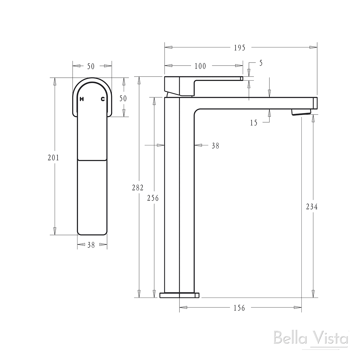 Bella Vista Milos Tall Basin Mixer Brushed Nickel - Burdens Plumbing