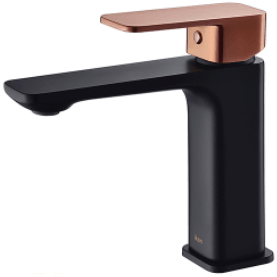 Bella Vista Seto Basin Mixer Matte Black And Rose Gold - Burdens Plumbing