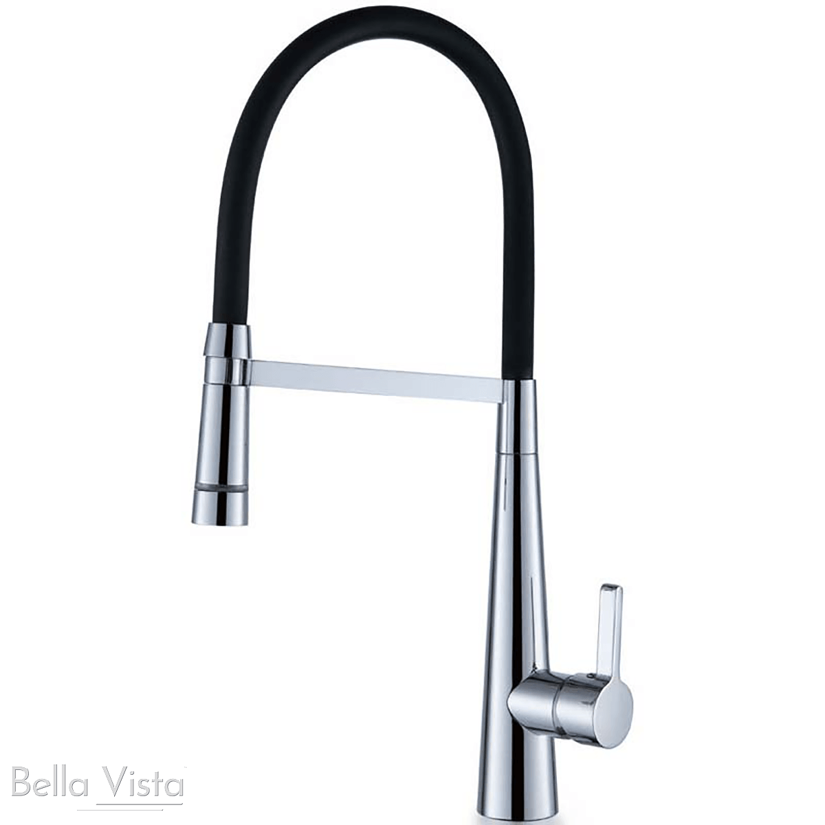 Bella Vista Zenon Kitchen Sink Mixer Chrome With Black Hose - Burdens Plumbing