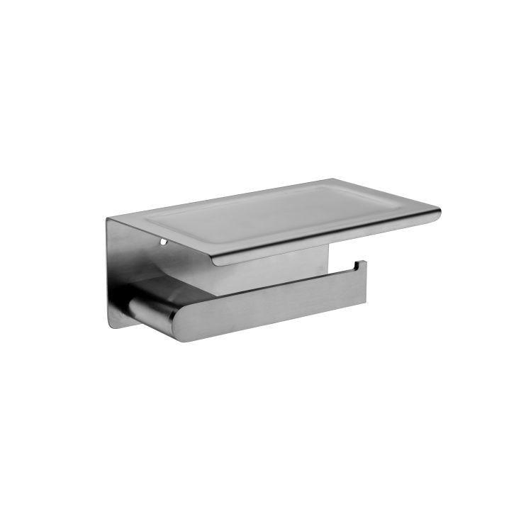 Bianca Toilet Roll Holder With Shelf Gun Metal - Burdens Plumbing