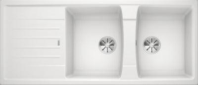 Blanco Lexa Double Bowl Reversible Sink & Drainer White 8Swk5 - Burdens Plumbing