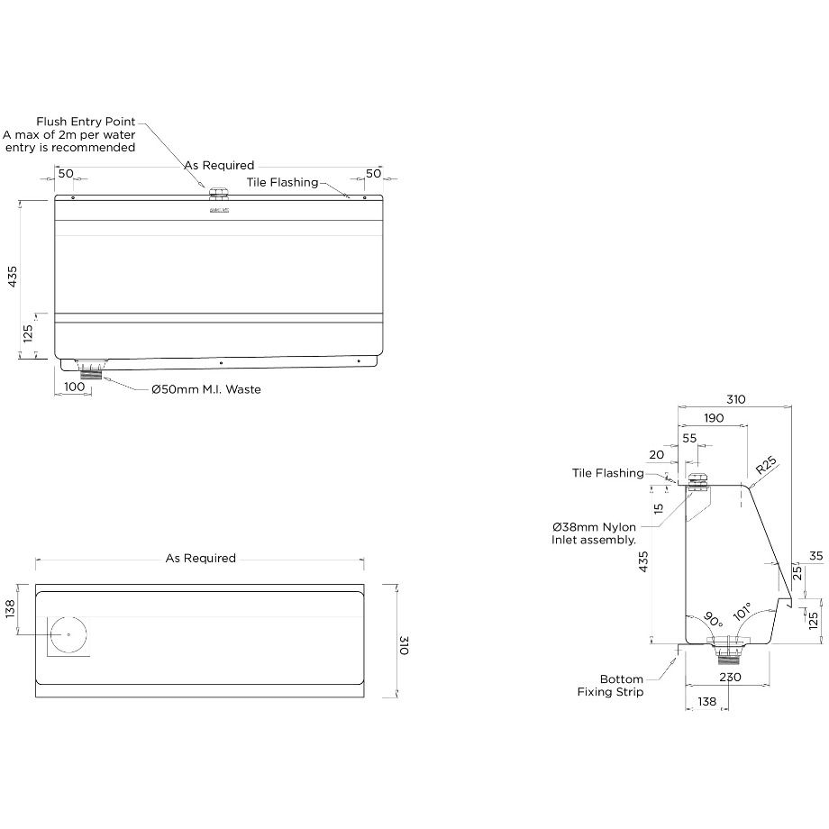 Britex Stainless Steel Urinal Trough - Burdens Plumbing