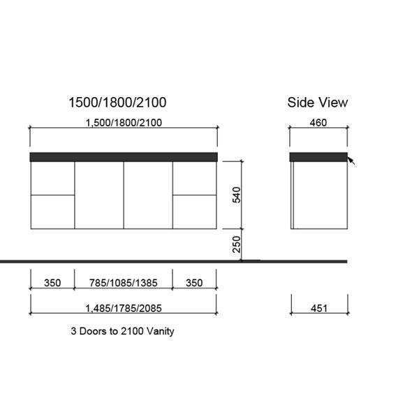 CARLO VANITY 1050MM REGAL ACRYLIC TOP WALL HUNG(TIMBERLN P#:C105RW) - Burdens Plumbing
