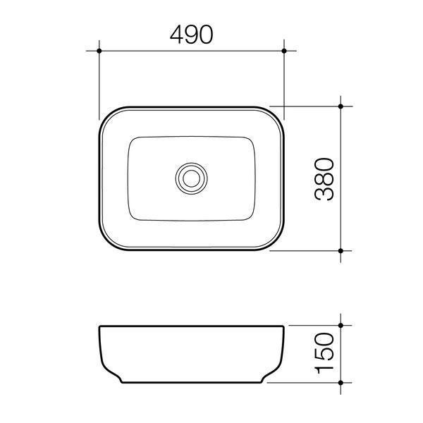Caroma Artisan Above Counter Basin Rectangle 490mm - Burdens Plumbing