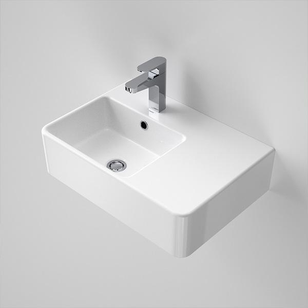 Caroma Cube Ext. R/H Wall Basin 570mm X 395mm 1Th White - Burdens Plumbing